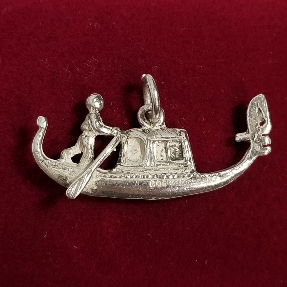 Vintage .800 Silver "Man Rowing Canoe" 3-D Charm